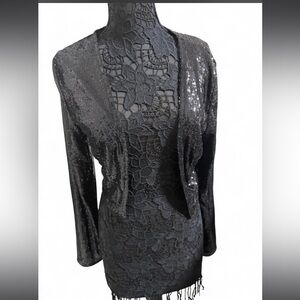 AKIRA Black Sequins Knit Cardigan